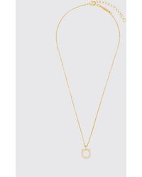 Ferragamo - Tone Brass Logo Necklace With Glass Details - Lyst