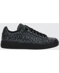 Dolce & Gabbana - Sneakers Portofino in pelle con stampa logo all over - Lyst
