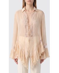 Blumarine - Viscose Shirt With Lace Inserts - Lyst