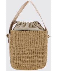 Chloé - Chlo&Eacute Woody Woven Raffia And Canvas Bag - Lyst