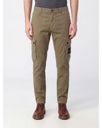 Stone Island - Stretch Organic Cotton Cargo Trousers With Compass Logo - Lyst