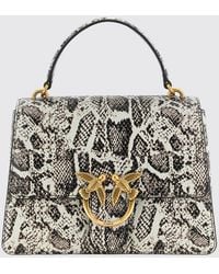 Pinko - Love Bag Python-Print Leather Handbag With Love Birds Logo - Lyst