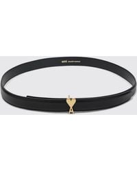 Ami Paris - Cinturón Fino De Piel Con Hebilla Y Logo Ami De Cœur - Lyst