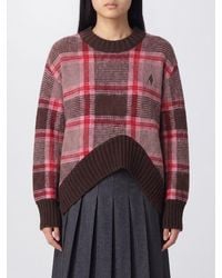 The Attico - Check Wool Blend Crewneck Jumper With Asymmetric Hem - Lyst