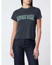 Anine Bing - Cotton Crewneck T-Shirt With Contrasting Logo And Short Sleeves - Lyst