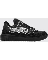 Philipp Plein - Leather And Rubber Rhinestone Sneakers - Lyst