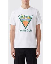 CASABLANCA - Organic Cotton Crew Neck T-Shirt With Logo Print - Lyst