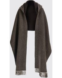 Brunello Cucinelli - Hooded 100% Cashmere Chevron Scarf With Fringed Hem - Lyst