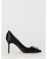 Manolo Blahnik - Hangisi Satin Pumps With Jewelled Buckle And High Heel - Lyst