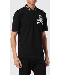 Philipp Plein - Cotton Polo Shirt With Skull Print And Hexagon Logo - Lyst