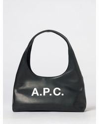 A.P.C. - Paloma Smooth Cowskin Hobo Bag With Printed Logo - Lyst