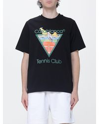 CASABLANCA - Organic Cotton Crew Neck T-Shirt With Logo Print - Lyst