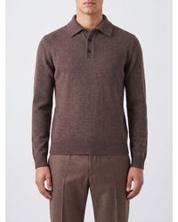 Roberto Collina - Merino Wool And Cashmere Long-Sleeved Knit Polo Shirt - Lyst