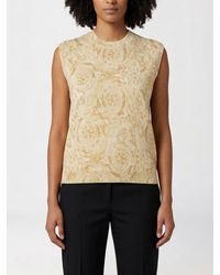 Versace - Top De Seda Con Estampado Barroco - Lyst