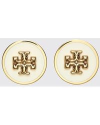 Tory Burch - Icon Enamelled Brass Stud Earrings With Double T Logo - Lyst