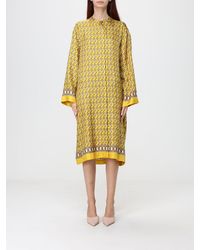 Max Mara - Graphic Print Silk Chemisier Midi Dress With Mandarin Collar - Lyst