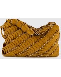 Rabanne - Scallop Suede And Leather Shoulder Bag With Metallic Ring - Lyst