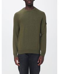 Peuterey - Crew Neck Wool Blend Sweater With Long Sleeves And Applied Logo - Lyst
