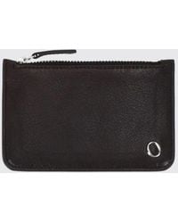 Orciani - Flat Calf Leather Card Holder With Zip Pocket And Metal Logo - Lyst