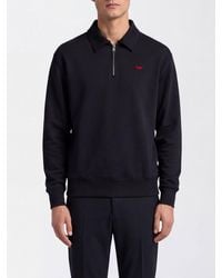 Maison Kitsuné - Maison Kitsun&Eacute Long-Sleeve Cotton Polo With Zip Closure - Lyst