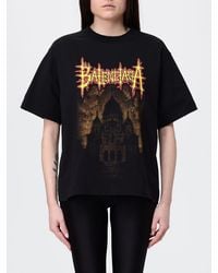 Balenciaga - Cotton T-Shirts With Logo And Graphic Print - Lyst