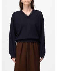 Fabiana Filippi - V-Neck Wool And Cotton Blend Long-Sleeved Jumper - Lyst