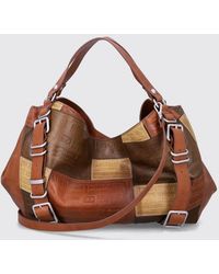 DIESEL - D-One Patchwork Leather Tote Bag With Double Handle And Buckle - Lyst