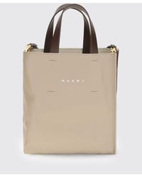 Marni - Museo Mini Two-Tone Leather Tote Bag With Shoulder Strap - Lyst