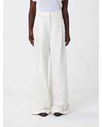 Brunello Cucinelli - Wide-Leg Cotton Blend Trousers - Lyst