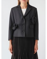 MEIMEIJ - Single-Breasted Wool-Blend Blazer With Flower Appliqué - Lyst