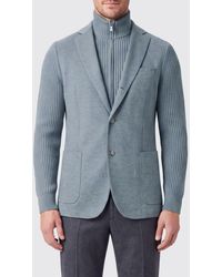 Eleventy - Single-Breasted Wool Blazer With Classic Lapels And Ribbed Details - Lyst