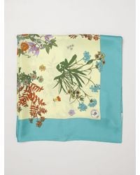 Mantero 1902 - Square Silk Twill Foulard With Multicolour Floral Print - Lyst