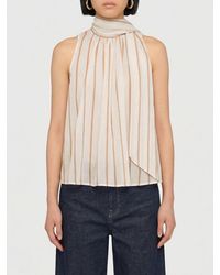 Semicouture - Striped Cotton And Silk Sleeveless Top - Lyst