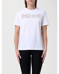 Just Cavalli - Cotton T-Shirts With Rhinestone Logo - Lyst