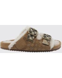 Burberry - Urchin Sandalen Aus Vintage-Check-Canvas Mit Shearling-Futter - Lyst