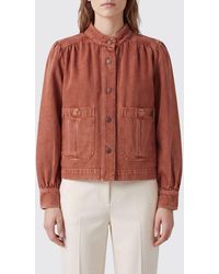 Chloé - Chlo&Eacute Cropped Denim Jacket With High Neck And Ruched Shoulders - Lyst
