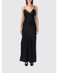 By Malene Birger - Long Satin Slip Dress With V-Neck And Lace Inserts - Lyst
