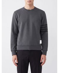 Thom Browne - Sudadera De Algodón De Cuello Redondo Con Detalle 4-Bar - Lyst