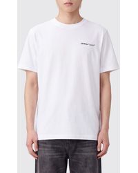 Off-White c/o Virgil Abloh - Crew Neck Cotton T-Shirt With Contrast Logo And Dropped Shoulders - Lyst
