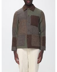 Sebago - Patchwork Wool Shirt Jacket With Velvet Collar - Lyst