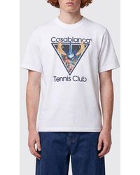 CASABLANCA - Graphic Print Organic Cotton Crewneck T-Shirt - Lyst