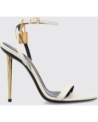 Tom Ford - Padlock Leather Sandals With Stiletto Heel And Ankle Strap - Lyst