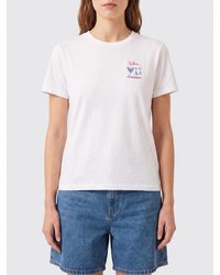MC2 Saint Barth - Crew Neck Cotton T-Shirt With A Front Slogan Print - Lyst