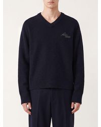 Acne Studios - V-Neck Cotton Jumper With Jacquard Logo - Lyst