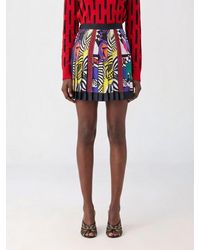 Versace - High-Waisted Pleated Cotton-Blend Mini Skirt With Optical Print - Lyst