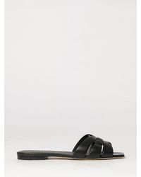 Saint Laurent - Tribute Smooth Calf Leather Low-Heeled Mule Sandals - Lyst