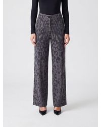 Pinko - Jeep Animalier Embroidered Wide-Leg Crêpe Trousers With Rhinestones - Lyst