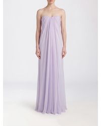 McQueen - Robe De Soirée Longue En Soie Avec Décolleté En Cœur Et Épaules Dénudées - Lyst