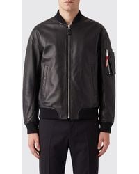 DSquared² - Smooth Leather Bomber Jacket With Dropped Shoulders - Lyst