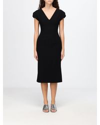 Jil Sander - V-Neck Virgin Wool Midi Sheath Dress - Lyst